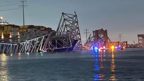 Rescue operations were underway early Tuesday where at least 20 people are believed to be in the water after the collaspe.