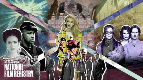Images from movies including Clueless, Glory, Freda, The Incredibles, and The Hours.