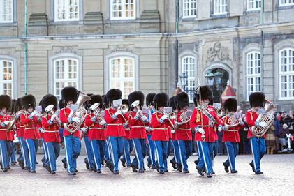 COPENHAGEN, DENMARK - JANUARY 14: The honor guard prepares ahead of the proclamation of HM King Frederik X and HM Queen Mary of Denmark at Amalienborg Palace Square on January 14, 2024 in Copenhagen, Denmark. Her Majesty Queen Margrethe II steps down as Queen of Denmark and entrusts the Danish throne to His Royal Highness The Crown Prince, who becomes His Majesty King Frederik X and Head of State of Denmark. (Photo by Martin Sylvest Andersen/Getty Images)